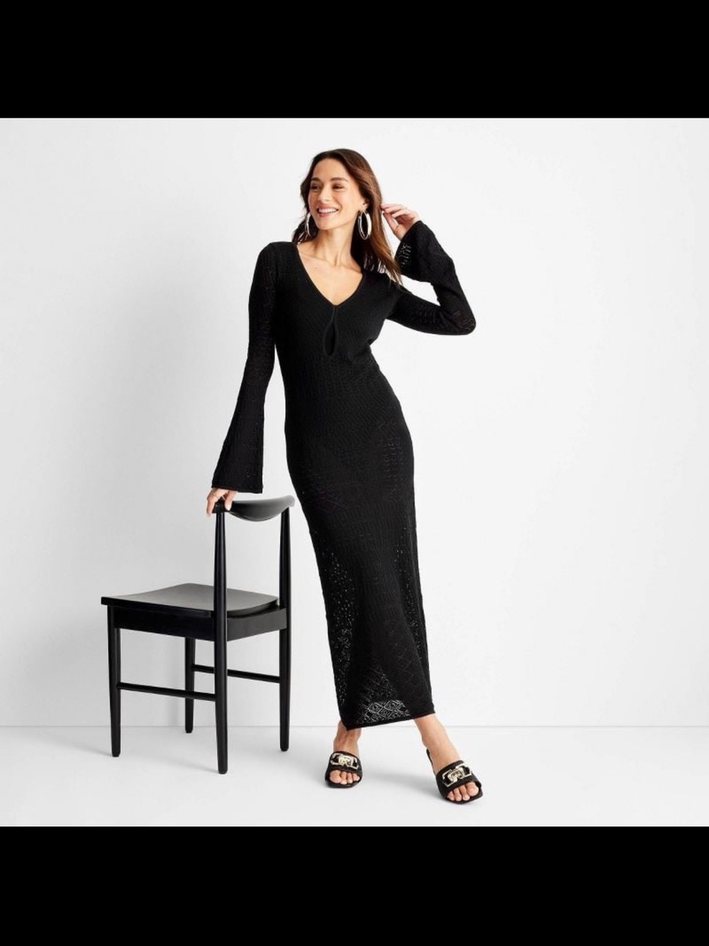 Future Collective w/Jenny K Lopez Women's Long Sleeve Open-Work Stitch dress